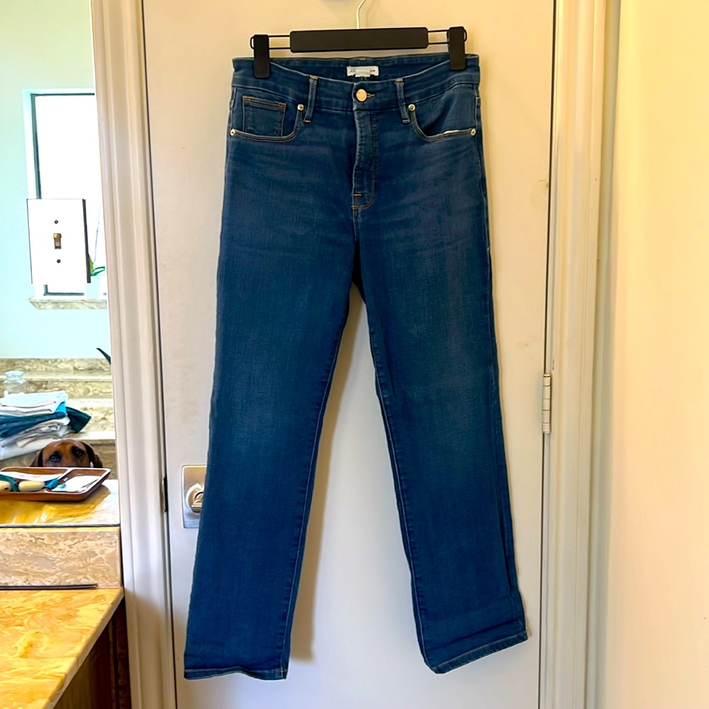 Good American Mid-Rise Straight Leg Jeans in Indigo